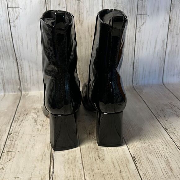 NEW Good American Black Patent Leather Booties Womens Size 8 in Box Square Toe - Picture 5 of 8